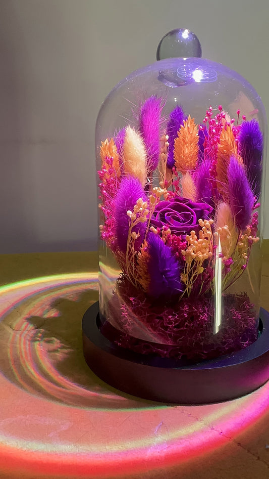 cloche fleurie jaune fuchsia rose éternelle